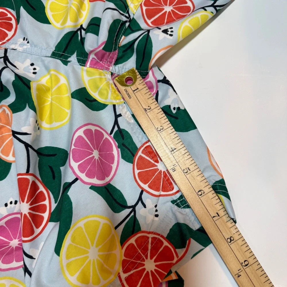 Hanna Andersson Citrus Print Swim Trunks‎ Mens L Blue Lemon Orange Beach Shorts